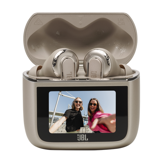 JBL Tour Pro 3 - Latte - True Wireless Noise Cancelling earbuds with Smart Charging Case&trade; - Detailshot 3